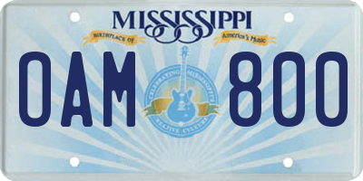 MS license plate OAM800