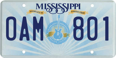 MS license plate OAM801