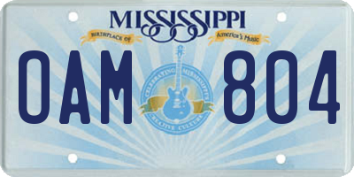 MS license plate OAM804