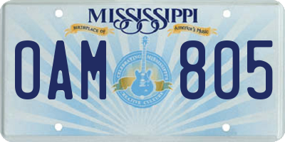 MS license plate OAM805