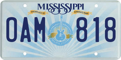 MS license plate OAM818