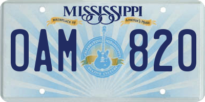 MS license plate OAM820