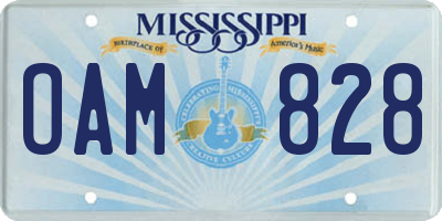 MS license plate OAM828