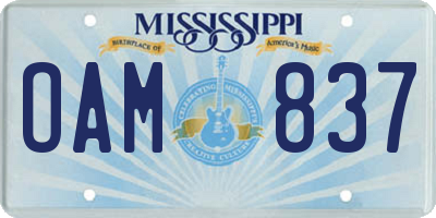 MS license plate OAM837
