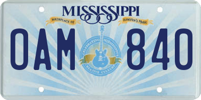 MS license plate OAM840