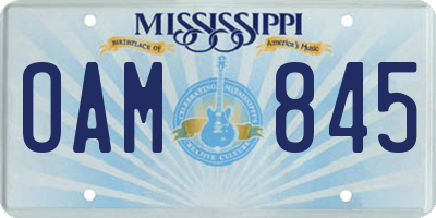 MS license plate OAM845