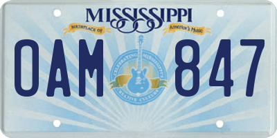 MS license plate OAM847