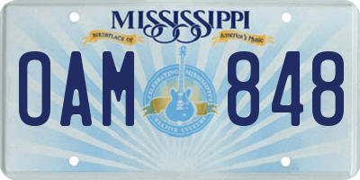 MS license plate OAM848