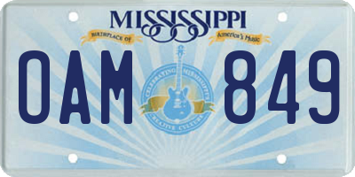 MS license plate OAM849