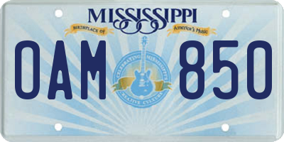 MS license plate OAM850