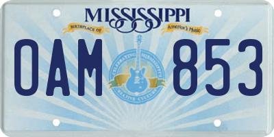 MS license plate OAM853
