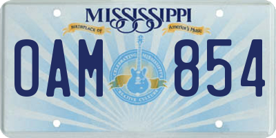 MS license plate OAM854
