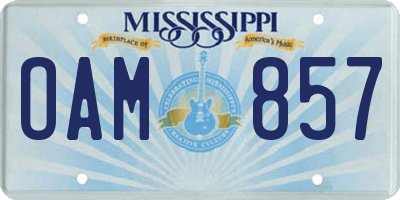 MS license plate OAM857