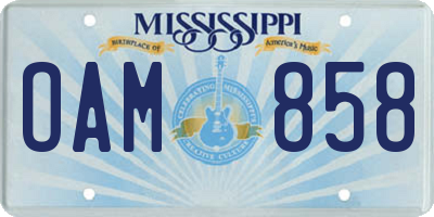 MS license plate OAM858