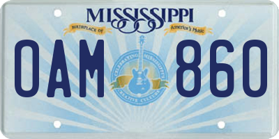 MS license plate OAM860