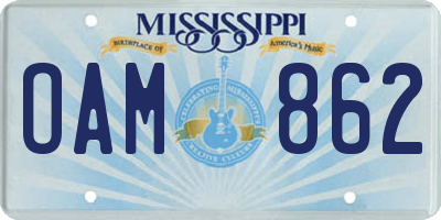 MS license plate OAM862