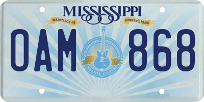 MS license plate OAM868