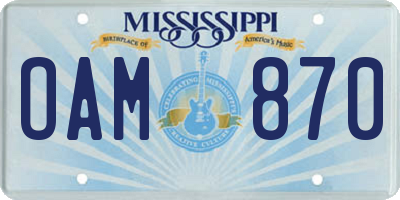 MS license plate OAM870