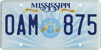 MS license plate OAM875