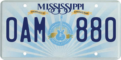 MS license plate OAM880