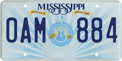 MS license plate OAM884