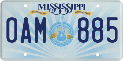 MS license plate OAM885