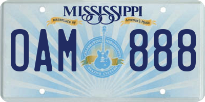 MS license plate OAM888
