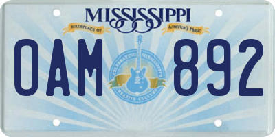 MS license plate OAM892