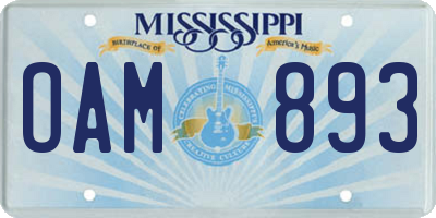MS license plate OAM893