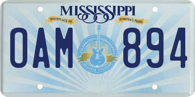 MS license plate OAM894