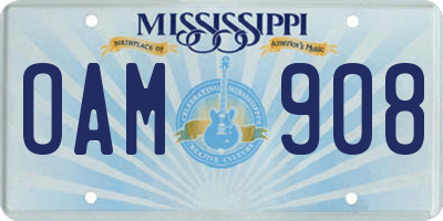MS license plate OAM908