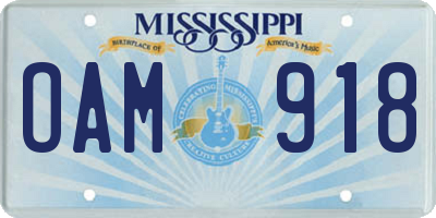 MS license plate OAM918