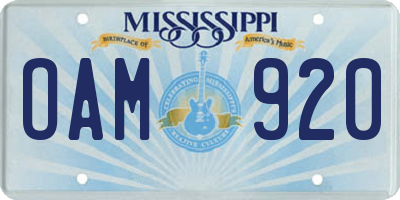 MS license plate OAM920