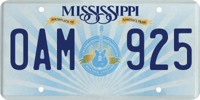 MS license plate OAM925