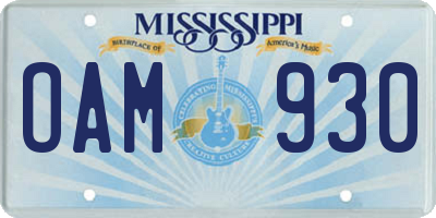 MS license plate OAM930
