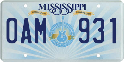 MS license plate OAM931
