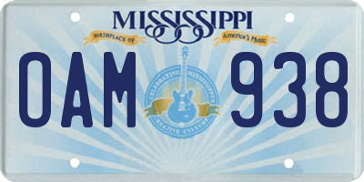 MS license plate OAM938