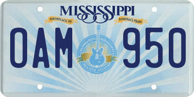 MS license plate OAM950
