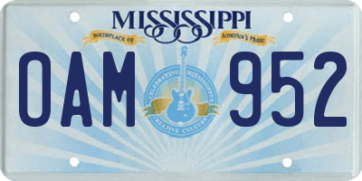 MS license plate OAM952