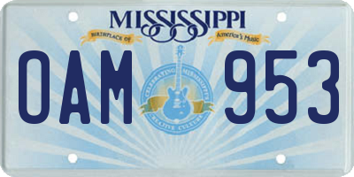 MS license plate OAM953