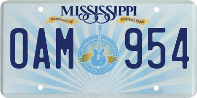 MS license plate OAM954