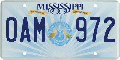 MS license plate OAM972