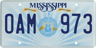 MS license plate OAM973