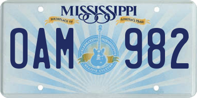 MS license plate OAM982