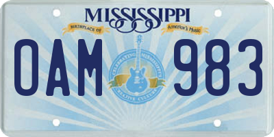 MS license plate OAM983