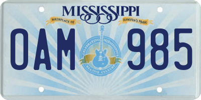 MS license plate OAM985