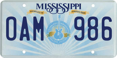 MS license plate OAM986