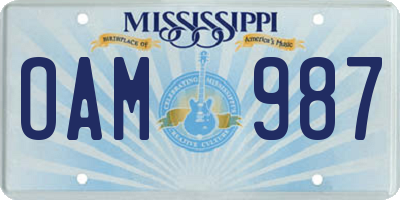 MS license plate OAM987