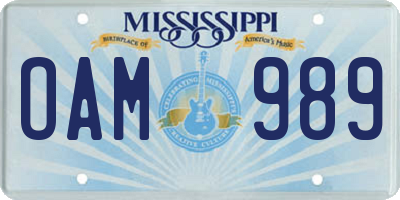 MS license plate OAM989