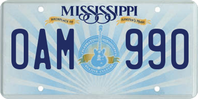 MS license plate OAM990